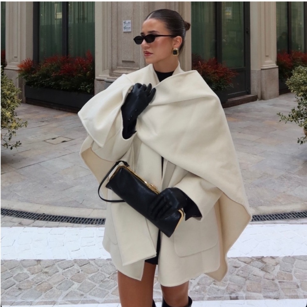 Zara Cream wool Cape coat